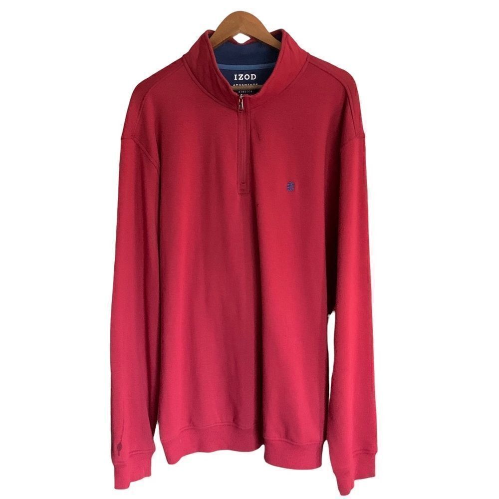 Izod Advantage Performance Stretch Golf Pullover 1/4 Zip Brick Red Sz2XLT
